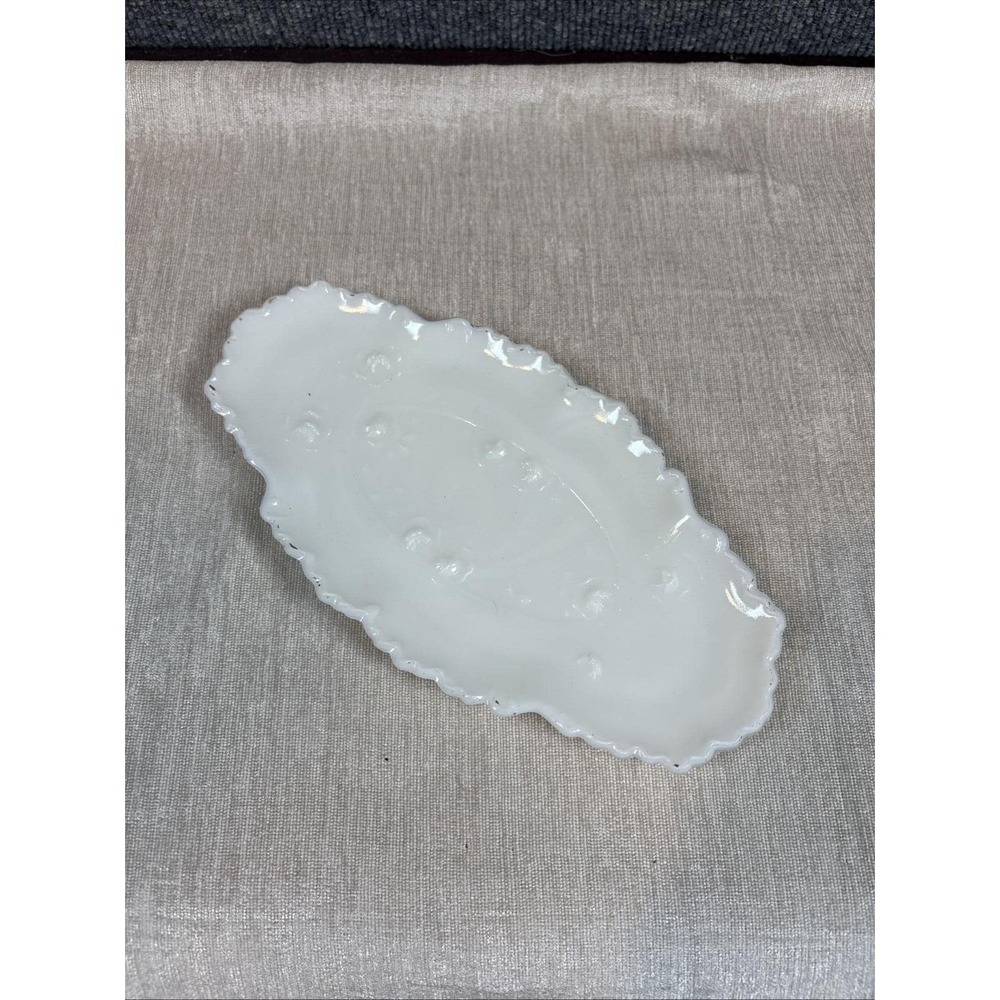 Dithridge & Company~Milk Glass/Victorian Vanity Tray/Trinket Dish Cold Painted